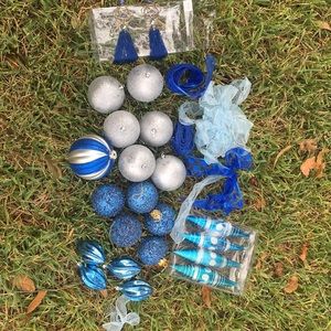 Christmas ornaments blue and silver